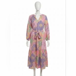 Karlie Pastel Floral Long Sleeve Midi Dress - Pink, Lavender, Mint